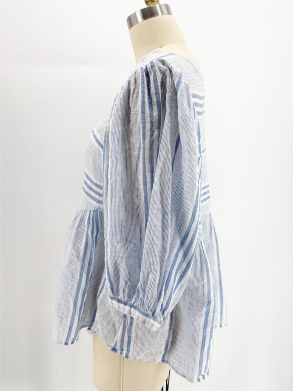 Lucky Brand cindy stripe peasant top blue multi L - Picture 5 of 11